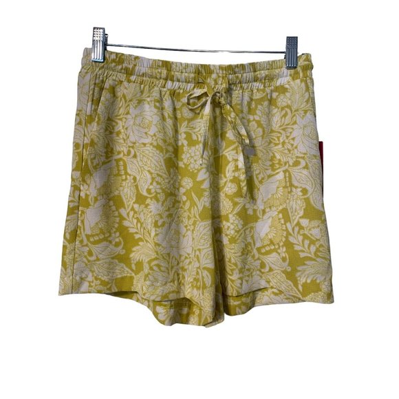 Vince Camuto Pants - VINCE CAMUTO High Rise Yellow Floral Tropical Drawstring Summer Shorts XS NWT